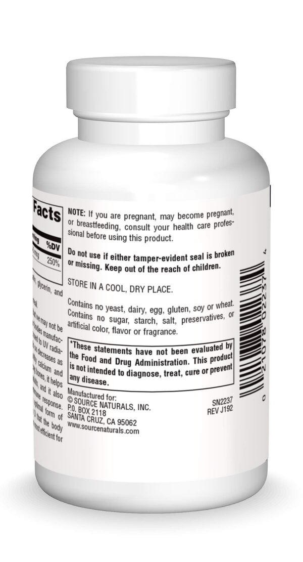 Caja suplemento Source Naturals Vitamina D3 2000 UI para huesos