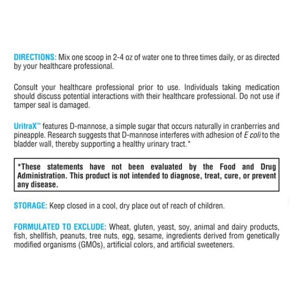 Caja suplemento UritraX polvo D mannosa vista frontal
