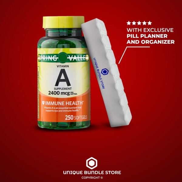 Caja del suplemento vitamina A con organizador semanal