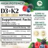 Caja de suplemento vitamina d3 k2 120 softgels natures peak