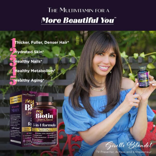 Caja de suplementos MyBiotin SuperClinical con ingredientes avanzados