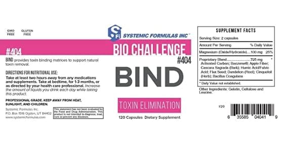 Caja Systemic Formulas Bind 120 cápsulas carbón activado
