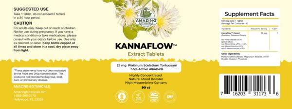 Caja de tabletas extracto Platinum Sceletium tortuosum 25mg