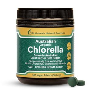 Caja de tabletas orgánicas chlorella Biogenesis 300 unidades