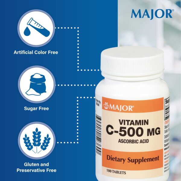 Caja de tabletas vitamina C Major 500 mg ácido ascórbico