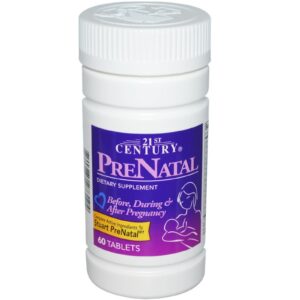 Caja de tabletas vitamínicas prenatales 21st Century 60 unidades