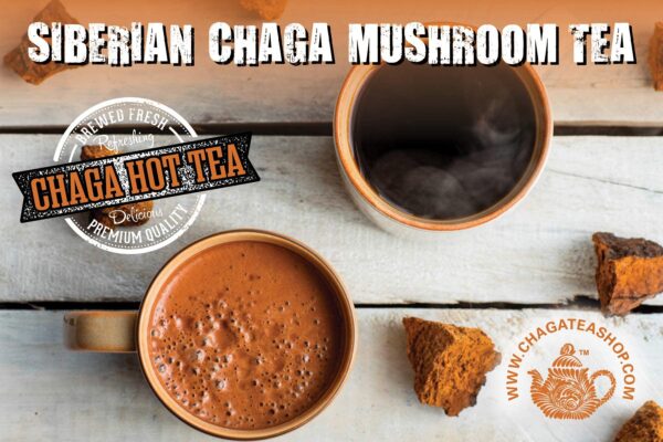 Caja de té de Chaga Siberiano mostrando ingredientes