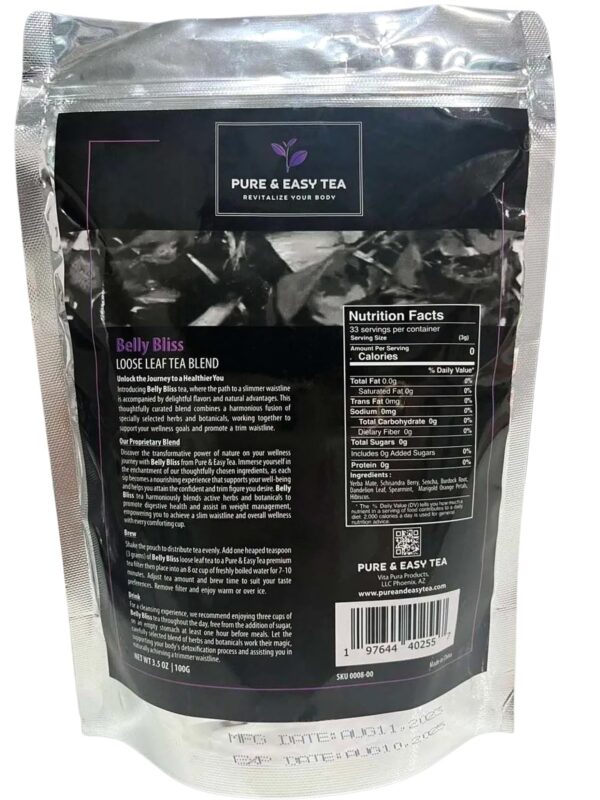 Caja de té detox Pure And Easy Tea Belly Bliss con ingredientes naturales