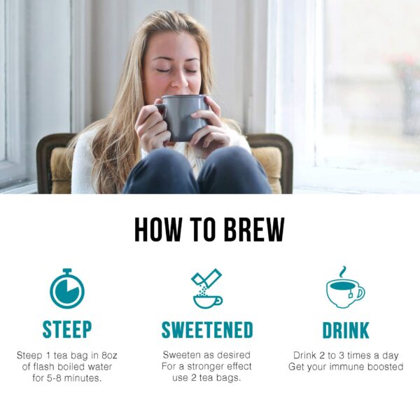 Caja y bolsas de té de guayaba en caja