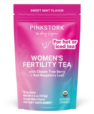 Caja de té orgánico para fertilidad Pink Stork frontal