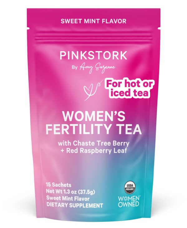 Caja de té orgánico para fertilidad Pink Stork frontal