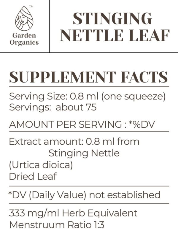 Caja del producto tintura de hoja de ortiga natural sin alcohol