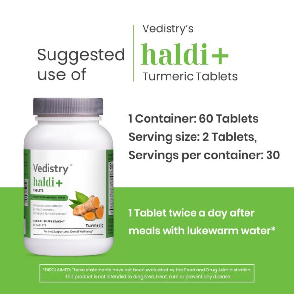 Caja Vedistry Haldi+ suplemento herbal vegano con cúrcuma