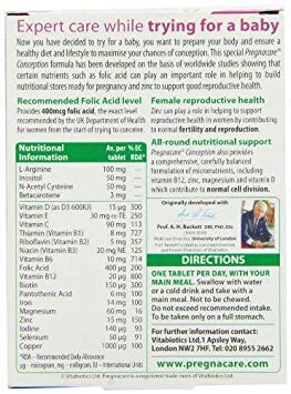 Version 1.0.0 Caja Vitabiotics Pregnacare Conception 30 cápsulas detalle paquete 2