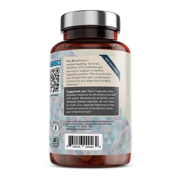 Version 1.0.0 Suplemento probiótico Vitamin Bounty Pro-50 cápsulas liberación retardada