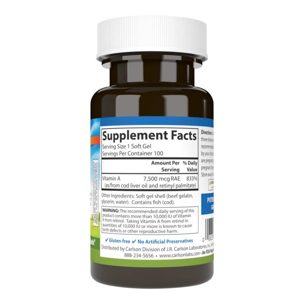 Version 1.0.0 Caja Vitamina A Carlson 100 cápsulas blandas para función inmunológica