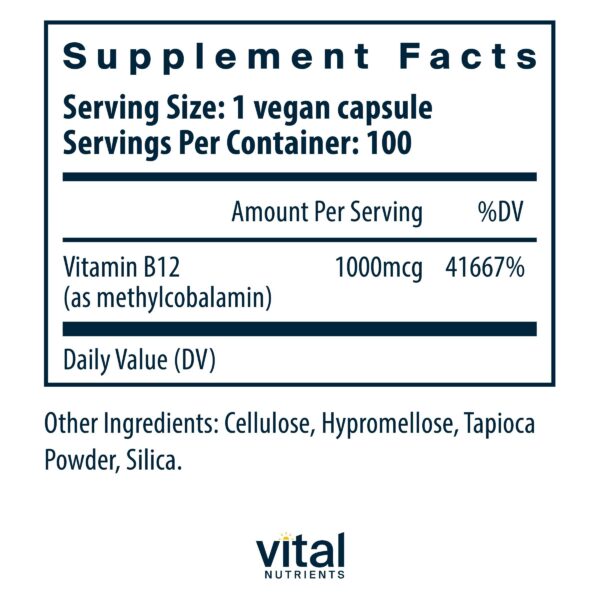Version 1.0.0 Caja y vitaminas B12 Vital Nutrients metilcobalamina