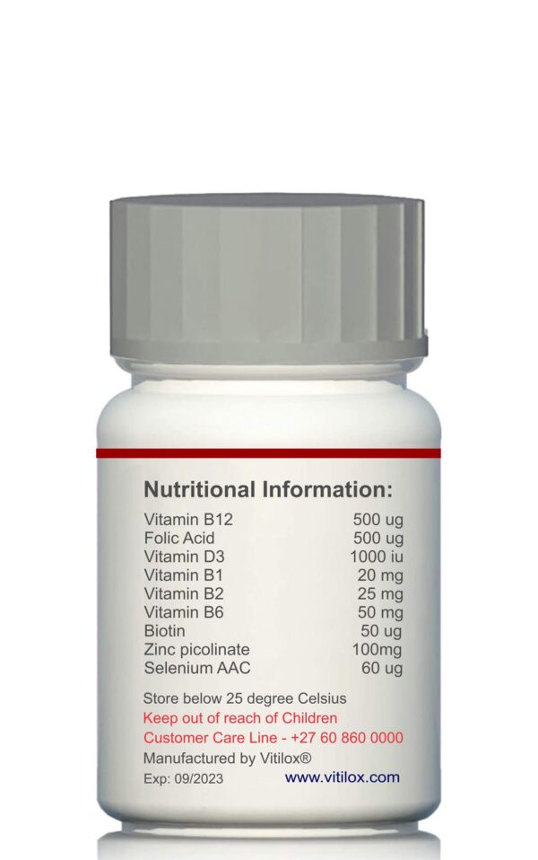 Version 1.0.0 Caja de Vitilox cápsulas T-Cell-V para vitiligo