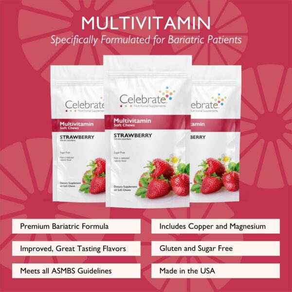 Version 1.0.0 Cajas Celebrate Vitamins Bariatric Soft Chews 180 unidades sabor fresa