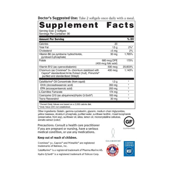 CalaMarine omega-3 DHA y CoQ10 ingredientes