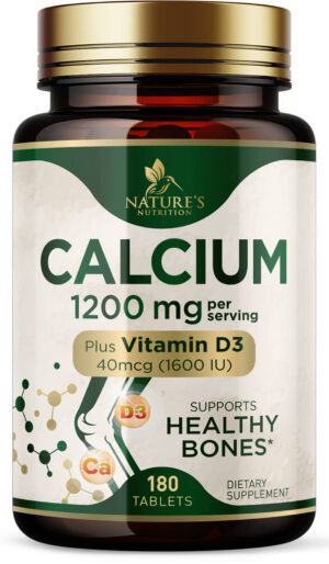 Nature's Nutrition calcio 1200 mg con vitamina D3 frasco frontal