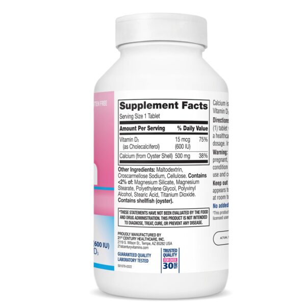 Frasco de comprimidos Calcium 500 Plus Extra D