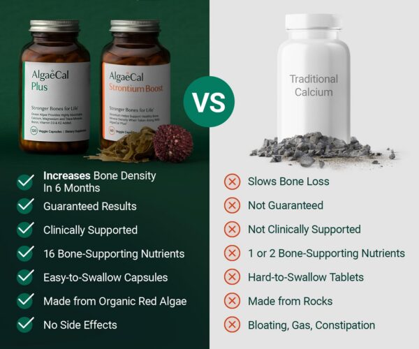 Calcio de algas y vitaminas en envase