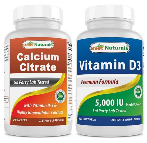 Frasco frontal de calcio citrato con vitamina D-3