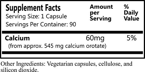 Frasco de calcio orotate cápsulas