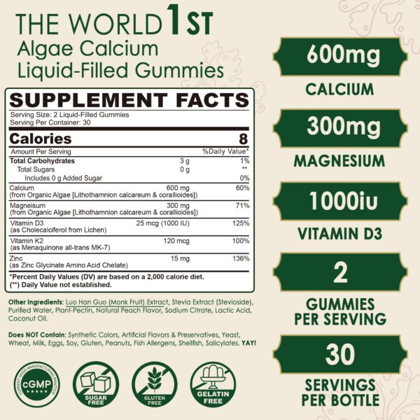 Etiqueta frontal de Lilicare Calcium Gummies