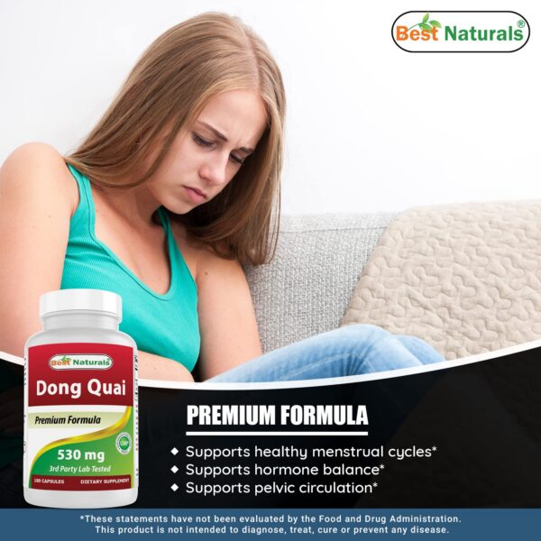 Envase Dong Quai Best Naturals enfrasado en botella