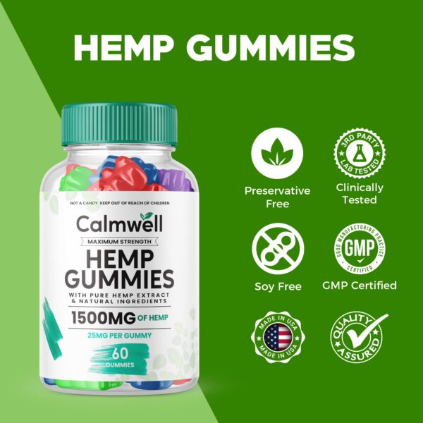 Envase Calmwell Hemp Gummies vista lateral