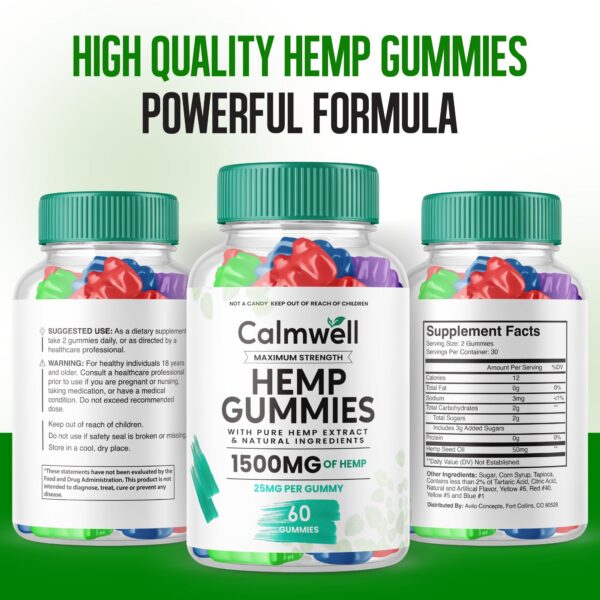 Tapa y etiqueta Calmwell Gummies