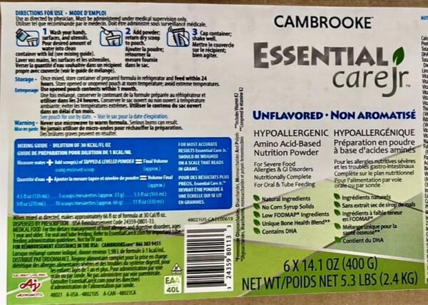 Etiqueta de la fórmula hipoalergénica