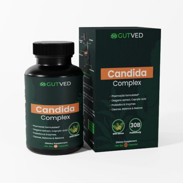 Candida Complex suplemento con senna y probióticos para salud intestinal