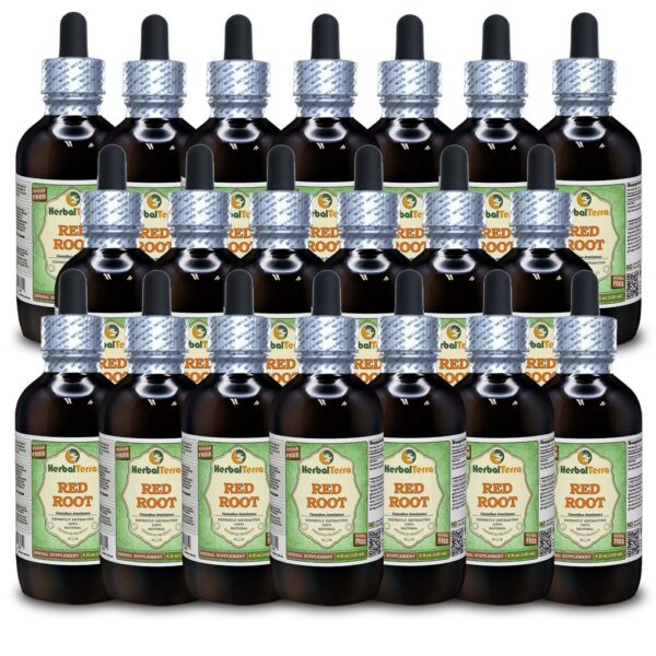 Cantidad de extractos líquidos de raíz roja HerbalTerra empaquetados