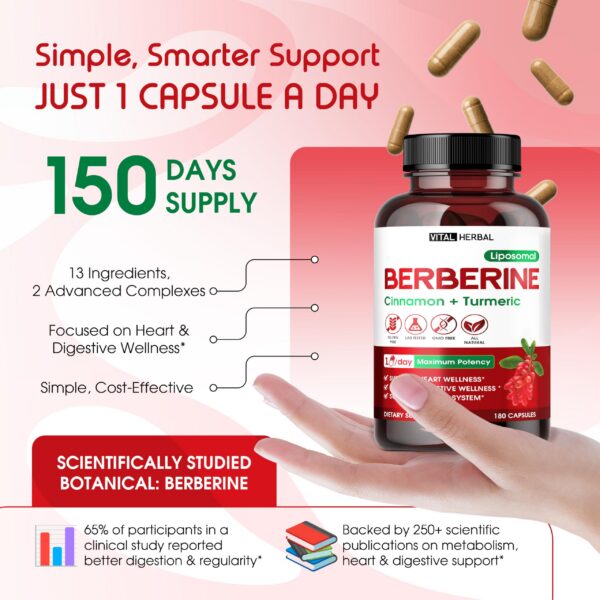 Cada cápsula contiene berberina y extractos naturales para inmunidad