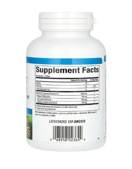 Version 1.0.0 Cápsula blanda de aceite de onagra Natural Factors vista cercana