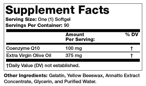 Detalle de cápsula blanda color naranja amarillo Coenzima Q10