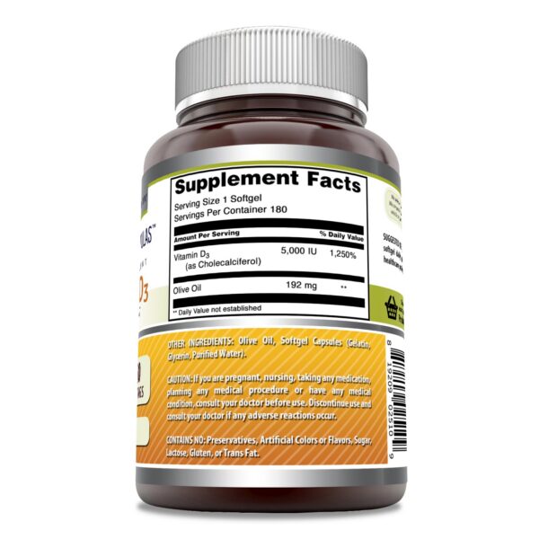 Capsula blanda de vitamina D3 con aceite de oliva Amazing Formulas para suplemento