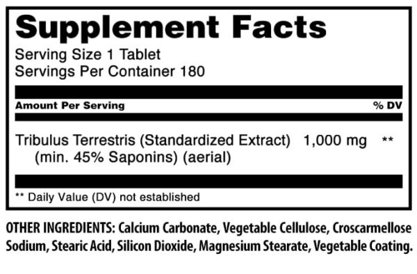 Suplemento Tribulus 1000 mg envase frontal y tapa