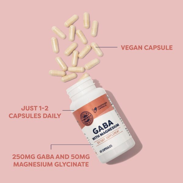 Cápsula Vimergy GABA magnesio en fondo blanco