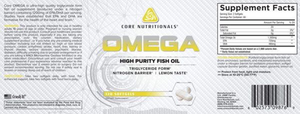 Cápsulas de aceite de pescado Core Nutritionals Platinum Omega para salud