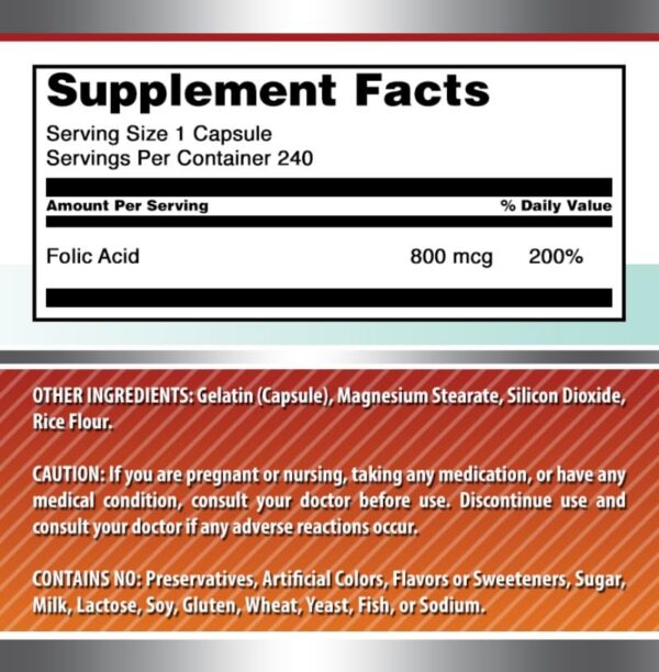 Cápsulas ácido fólico Amazing Formulas 800 mcg