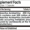 Suplemento sin aditivos Acidophilus 450mg 100 cápsulas