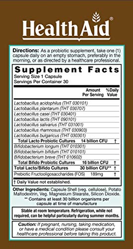 Cápsulas de AdultsProbio HealthAid suplemento probiótico diario