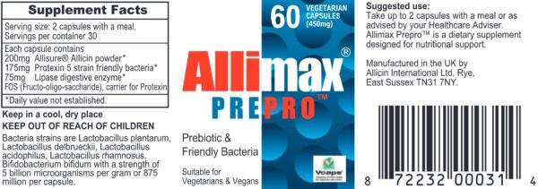 Version 1.0.0 Cápsulas ALLIMAX Pre Pro para salud intestinal