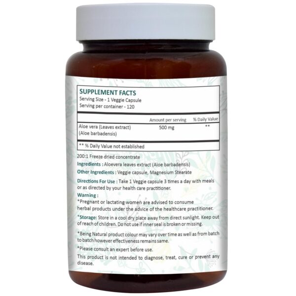 Envase de cápsulas Ayurforest Aloe Vera vista lateral