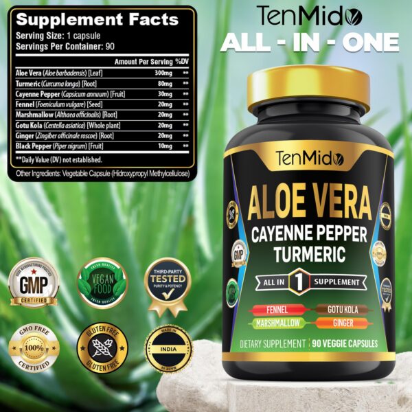 Version 1.0.0 Cápsulas Aloe Vera Tenmido 8 en 1 vista frontal