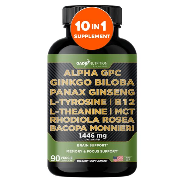 Cápsulas Alpha GPC Gade Nutrition para función cerebral y memoria